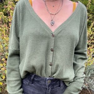 ❌SOLD❌ Wild Fable Green Waffle Knit Sweater Top